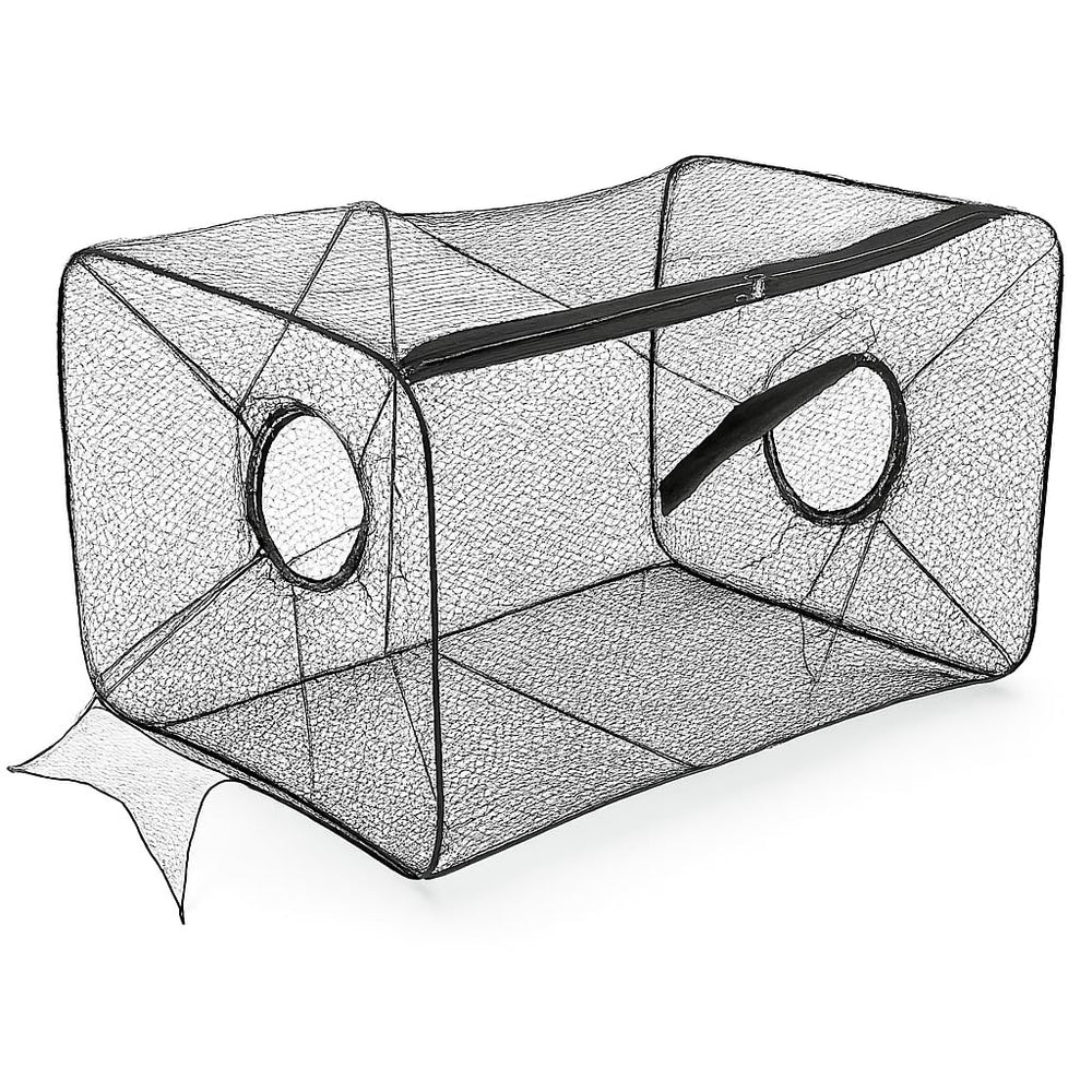 M.O.S compact foldable net trap with zipper for quick catch removal.