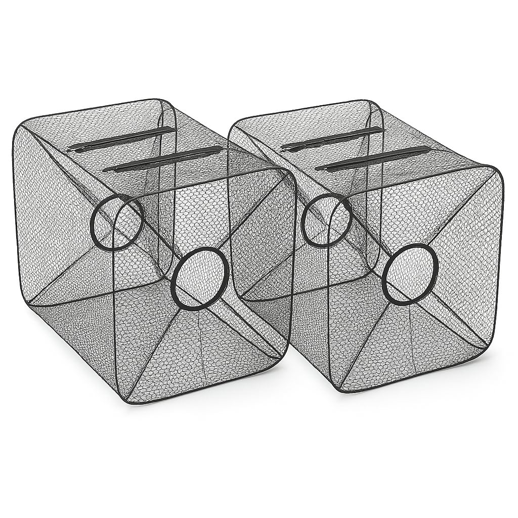 M.O.S Fish Minnow Trap collapsible frame enables quick setup.