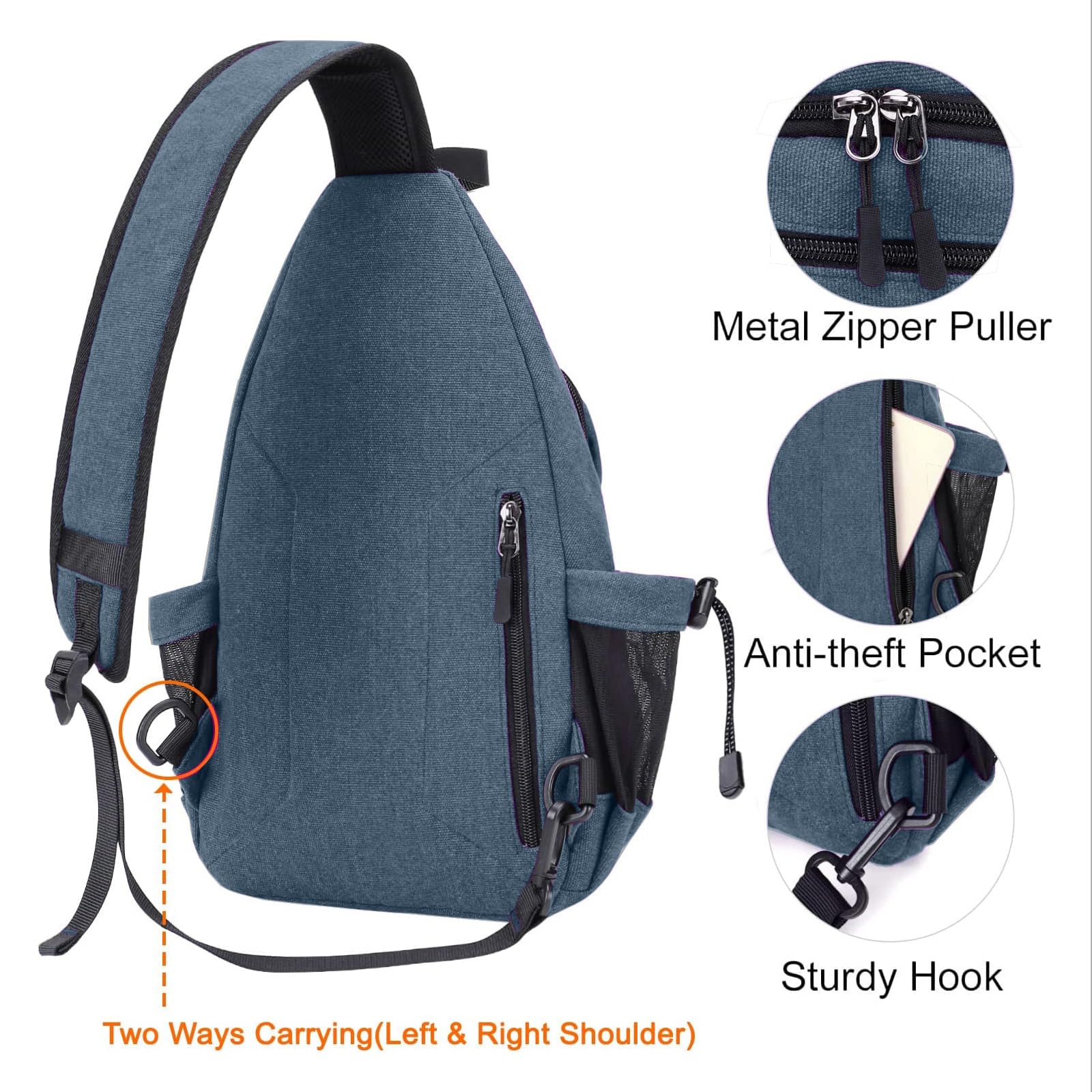 MOSISO sling backpack earphone hole for on the go music