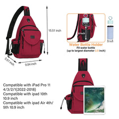 MOSISO sling backpack red anti-theft pocket keeps valuables secure during travels