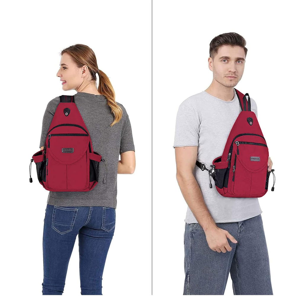 MOSISO sling backpack red back panel demonstrates breathable comfort and support