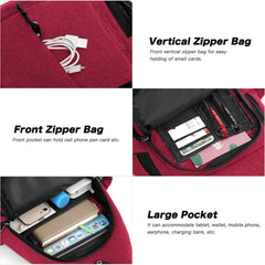 MOSISO sling backpack red side pocket fits water bottle for hikes or commutes