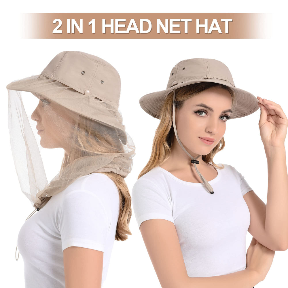 UPF 50+ sun protection wide brim hat for beekeeping and hiking