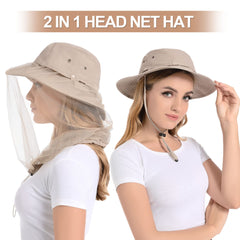 UPF 50+ sun protection wide brim hat for beekeeping and hiking