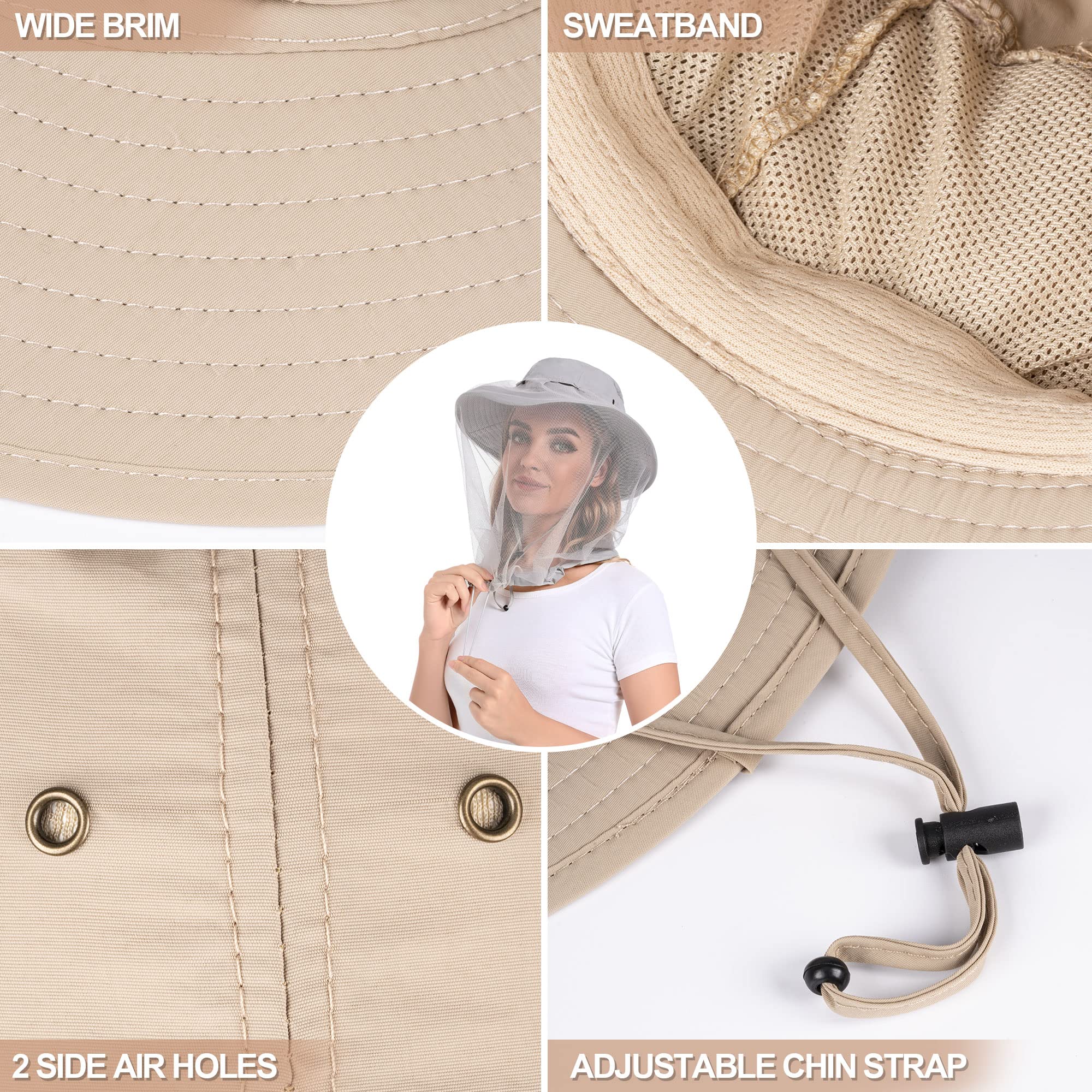 Beekeeping and hiking outdoor scene wearing the Khaki Mosquito Head Net Hat