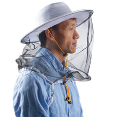 White mosquito head net hat with face shield for men and women - breathable and durable