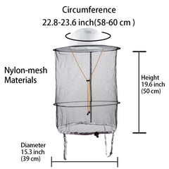 Close-up of breathable mesh-lined head net and adjustable chin strap