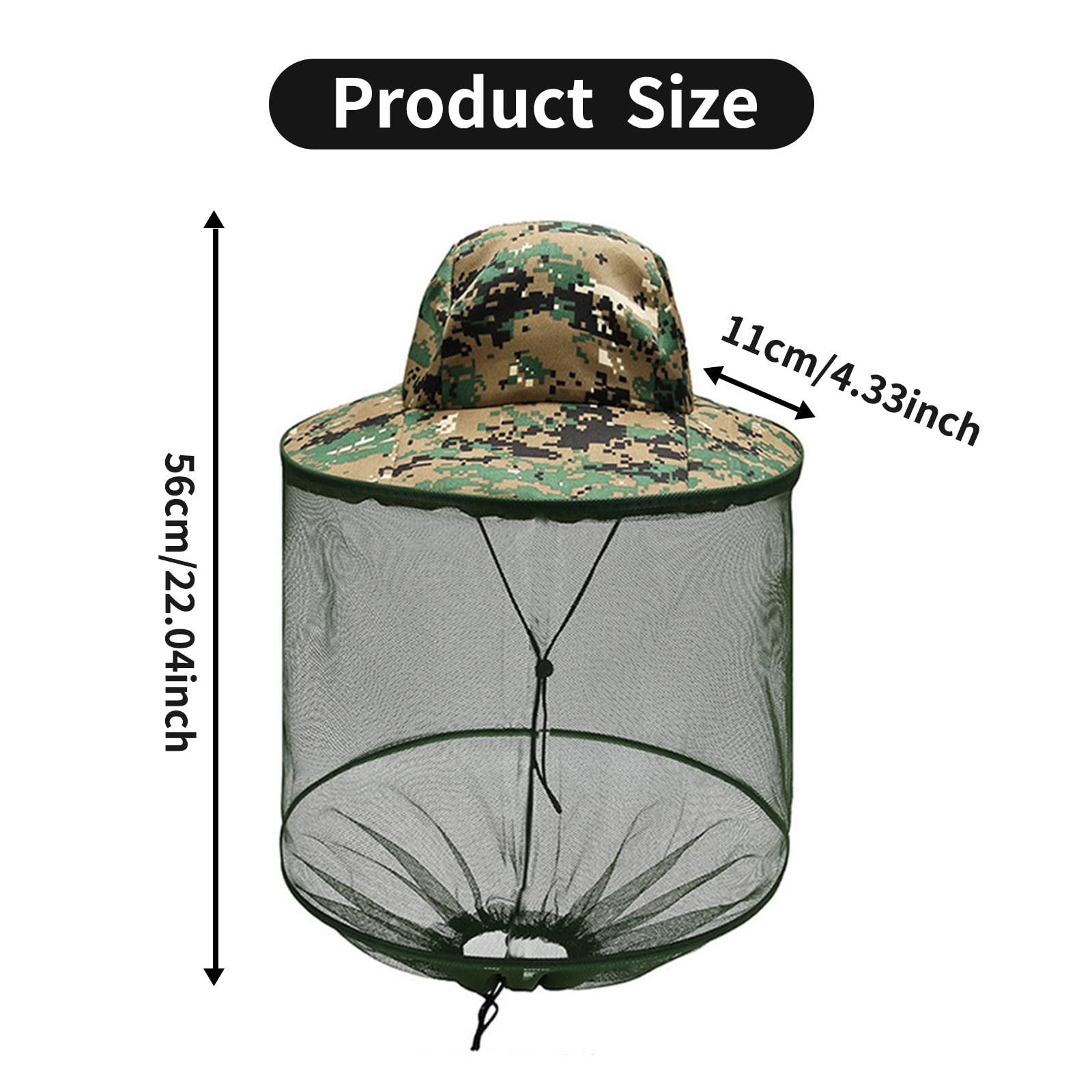 Close-up of netting and elastic band on mosquito head net hat