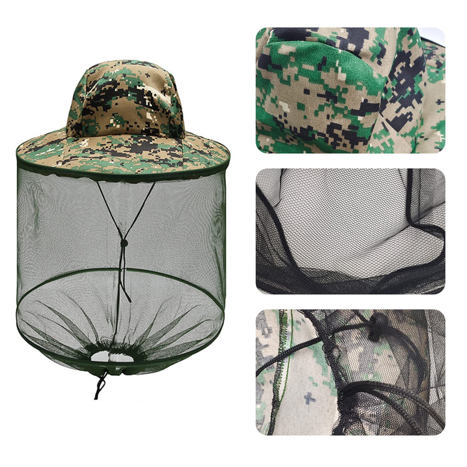 Net length 22 inches with neck strap on mosquito head net hat
