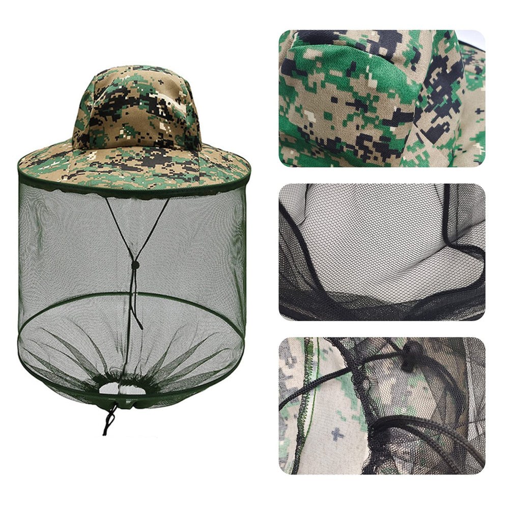 Net length 22 inches with neck strap on mosquito head net hat