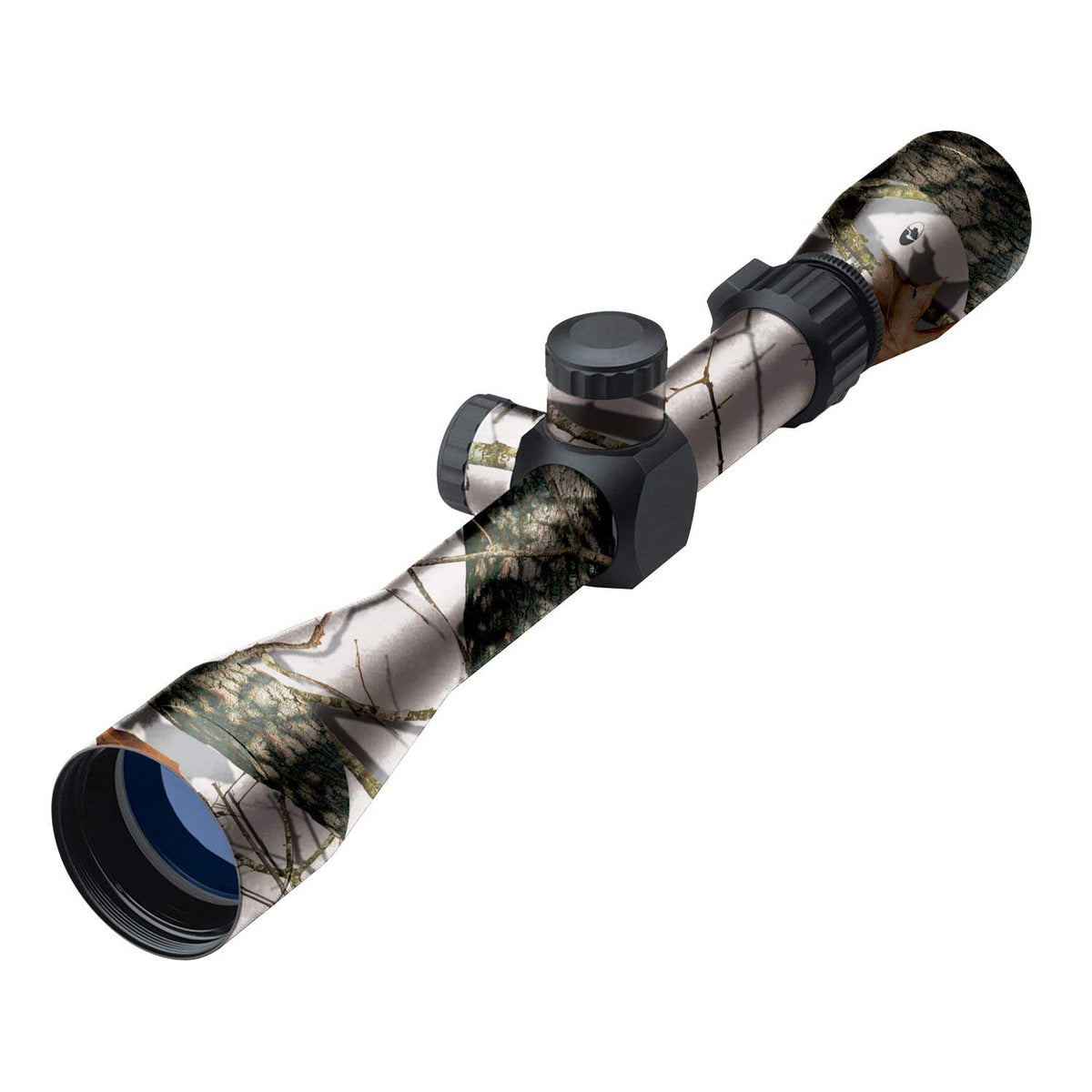 Mossy Oak 14004-S-BZ Blaze scope wrap on a rugged riflescope for camouflage