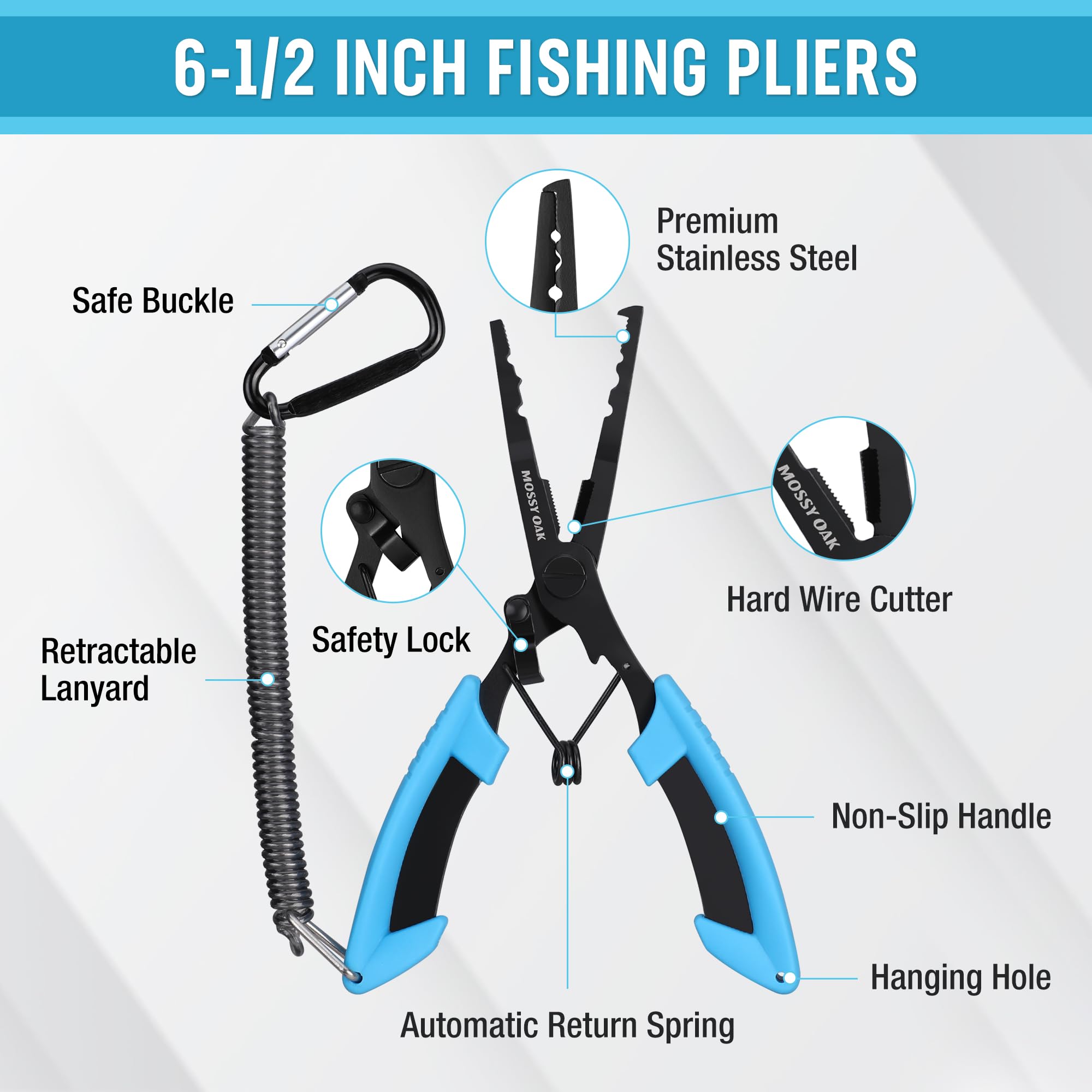 6.5-inch stainless steel fishing plier with rugged finish