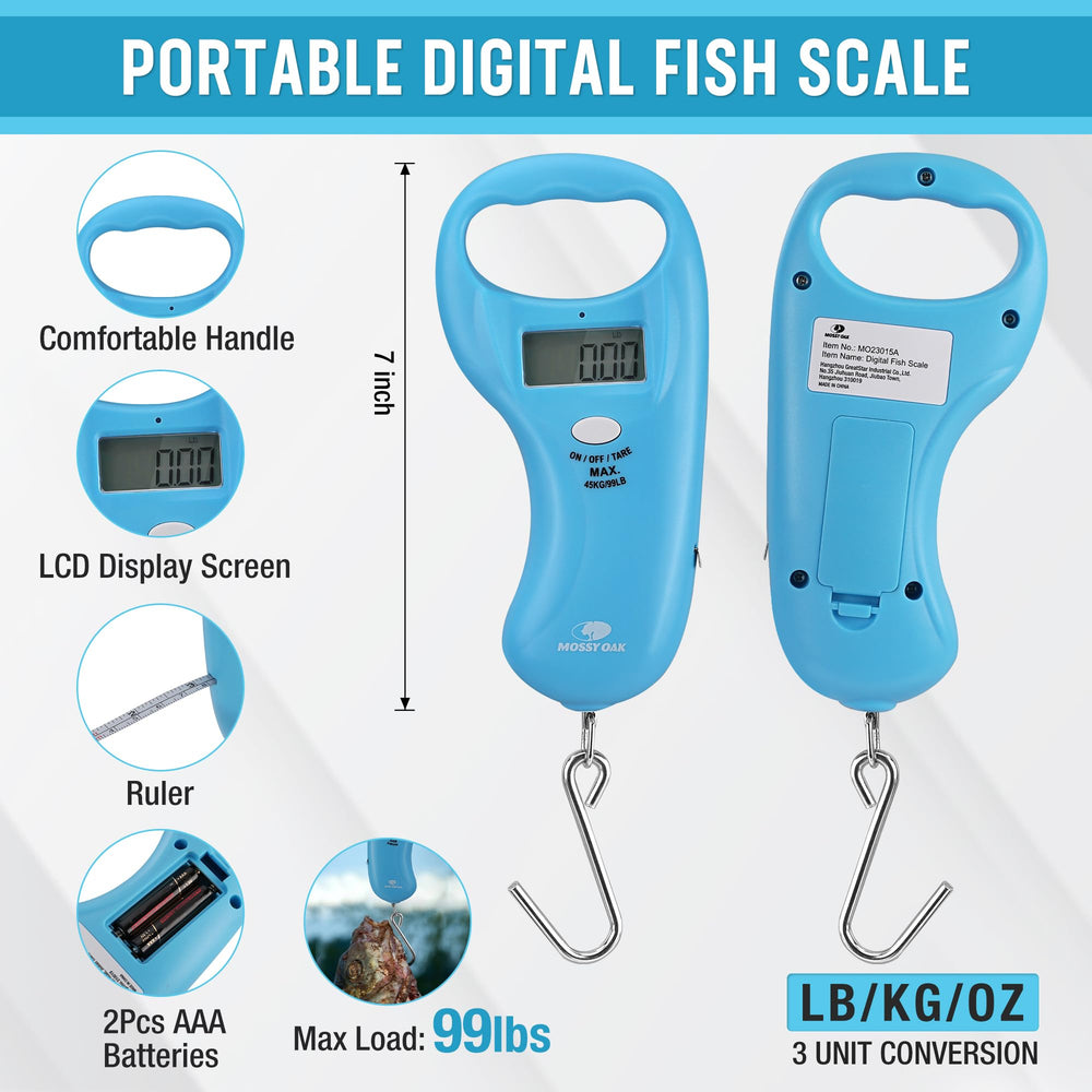 Mossy Oak 6Pcs fishing kit digital scale with clear readout