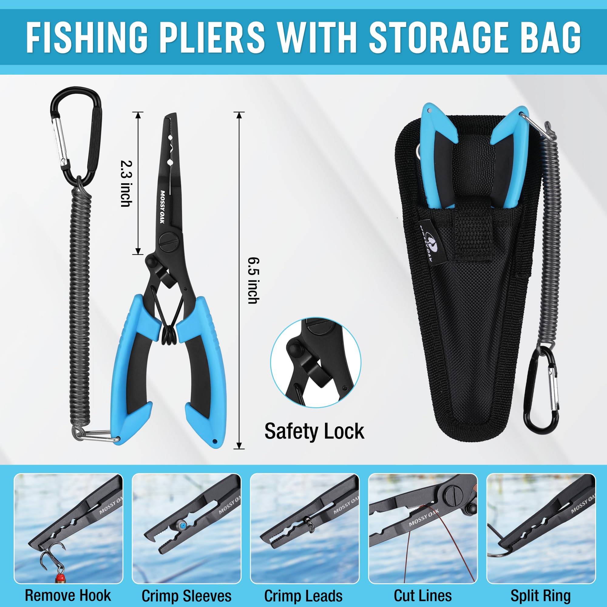 Mossy Oak 6Pcs fishing kit 4-inch fillet knife for clean fish prep