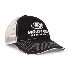 Front view of Mossy Oak Fishing Hat snapback with Hydroplex cooling fabric