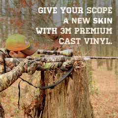 Mossy Oak camouflage scope wrap matte finish reduces glare during daylight hunts.