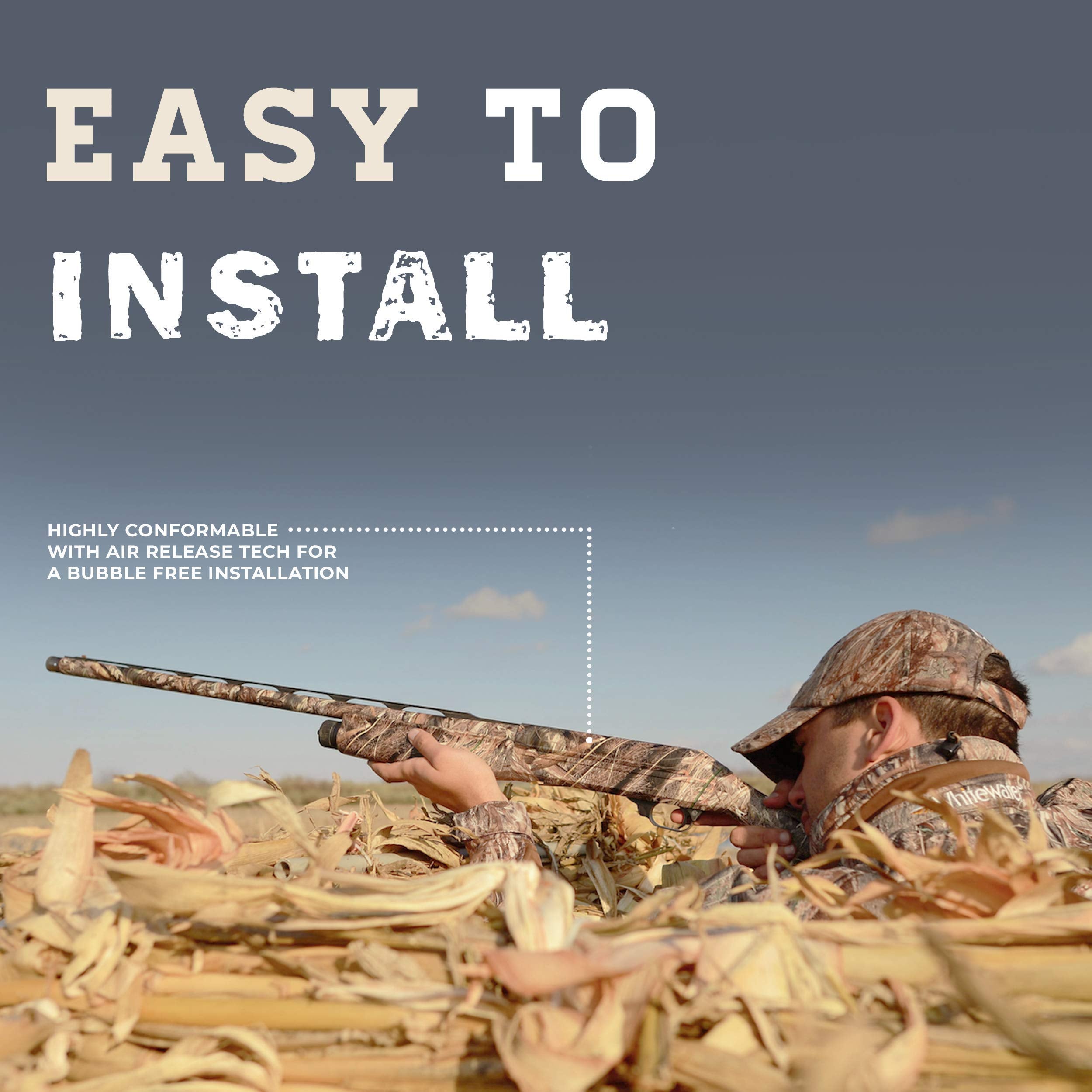 Removable skin without sticky residue; easy refresh of hunting accessories.