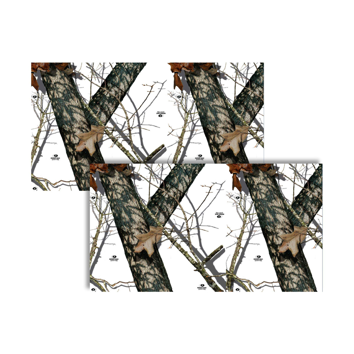 Mossy Oak Graphics winter camouflage gear wrap with matte finish reduces glare on hunting accessories.