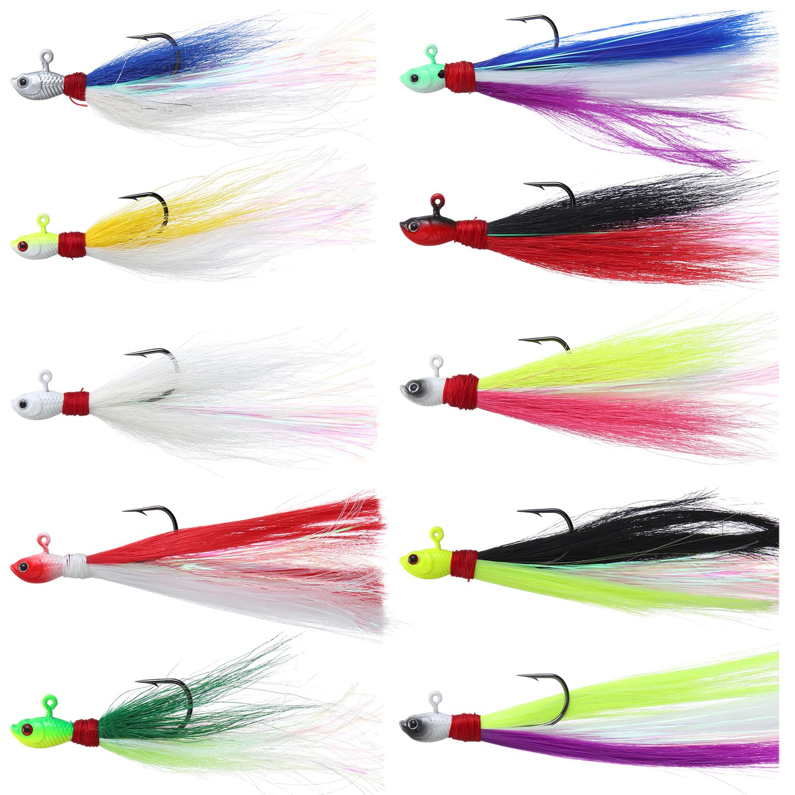 Motionchic Bucktail Jigs set, 1/4 oz, color 1
