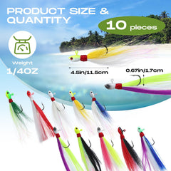 Motionchic Bucktail Jigs set, 1/4 oz, color 2