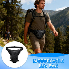 Motorcycle Leg Bag showing elastic waist belt for secure hands-free use.