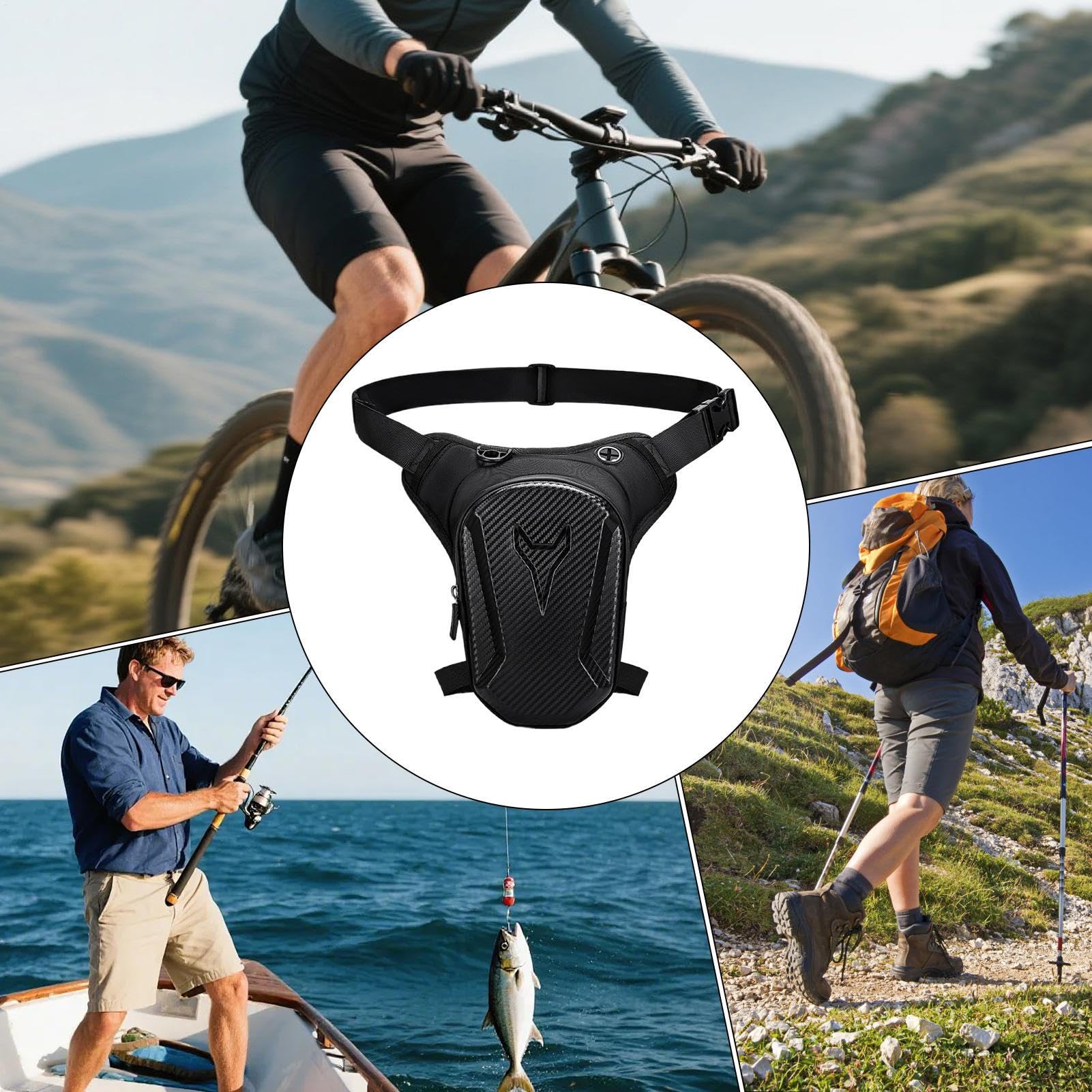 Motorcycle Leg Bag with three-position leg straps for stable on the go storage.