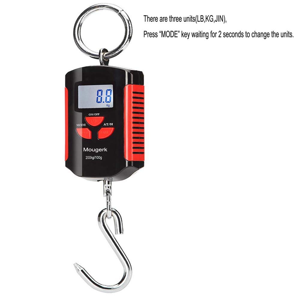 Side angle view of the compact Mougerk hanging scale