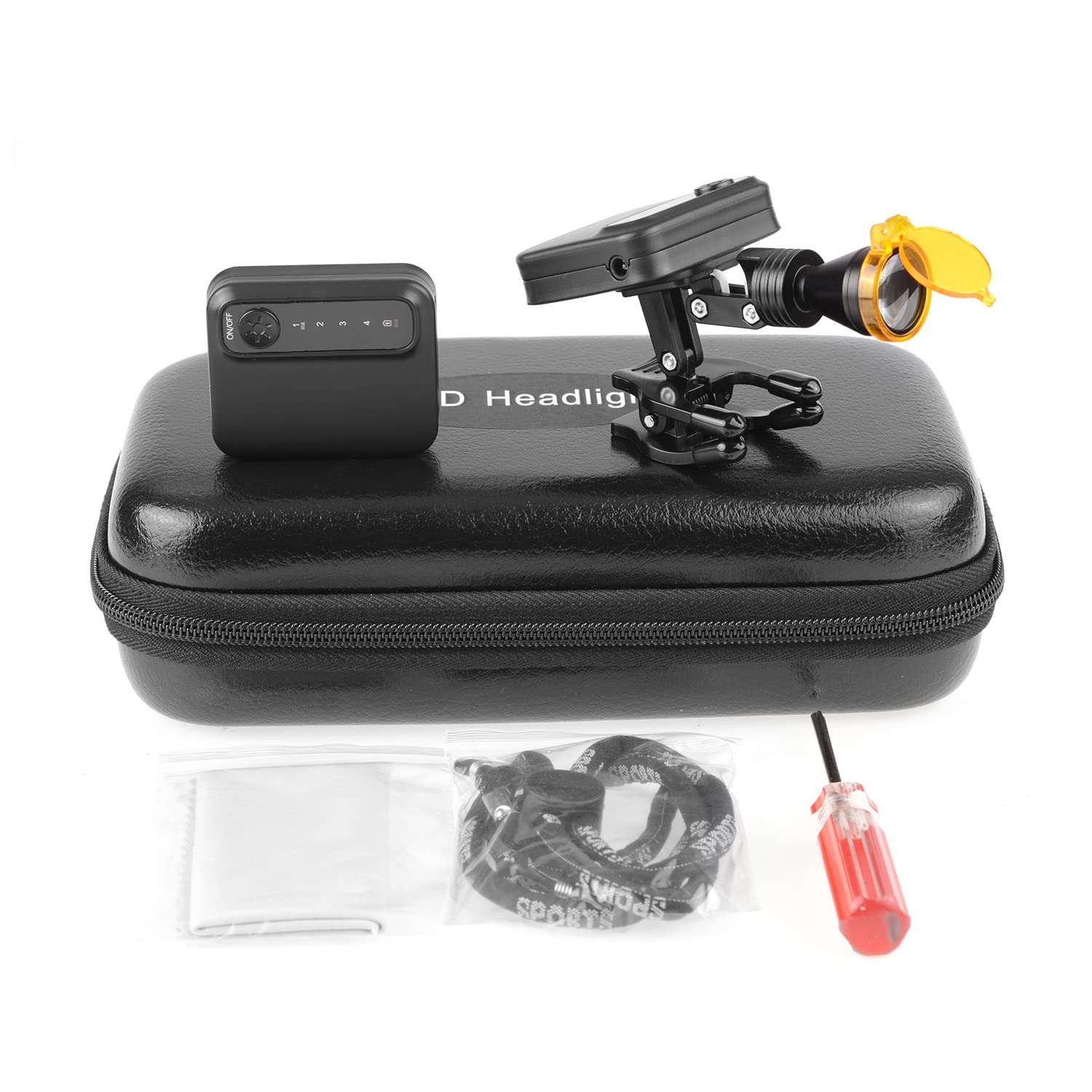 Compact 5W LED headlamp with portable charging option