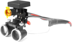 Cordless Mouginime dental loupe design enables unrestricted movement.