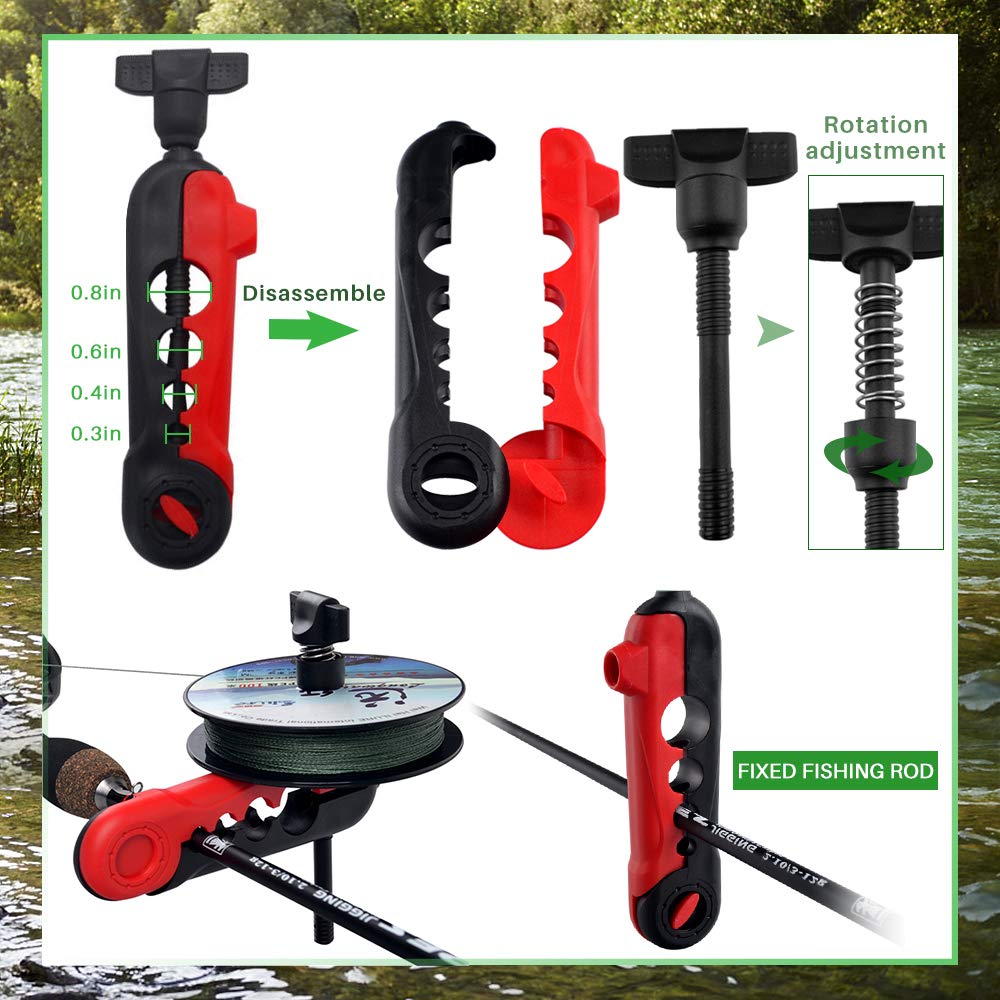 Mouhike line spooler for fast, accurate line winding.