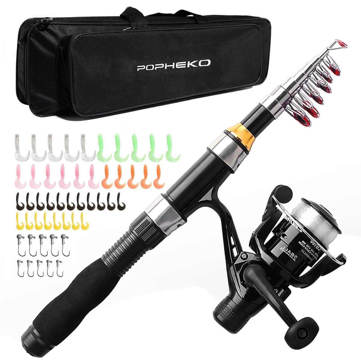 Mouhike telescopic rod and reel kit, ideal for beginners on outdoor fishing trips