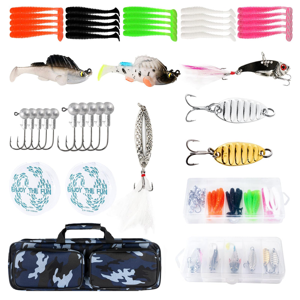 All components of Mouhike 2-pack fishing kit laid out