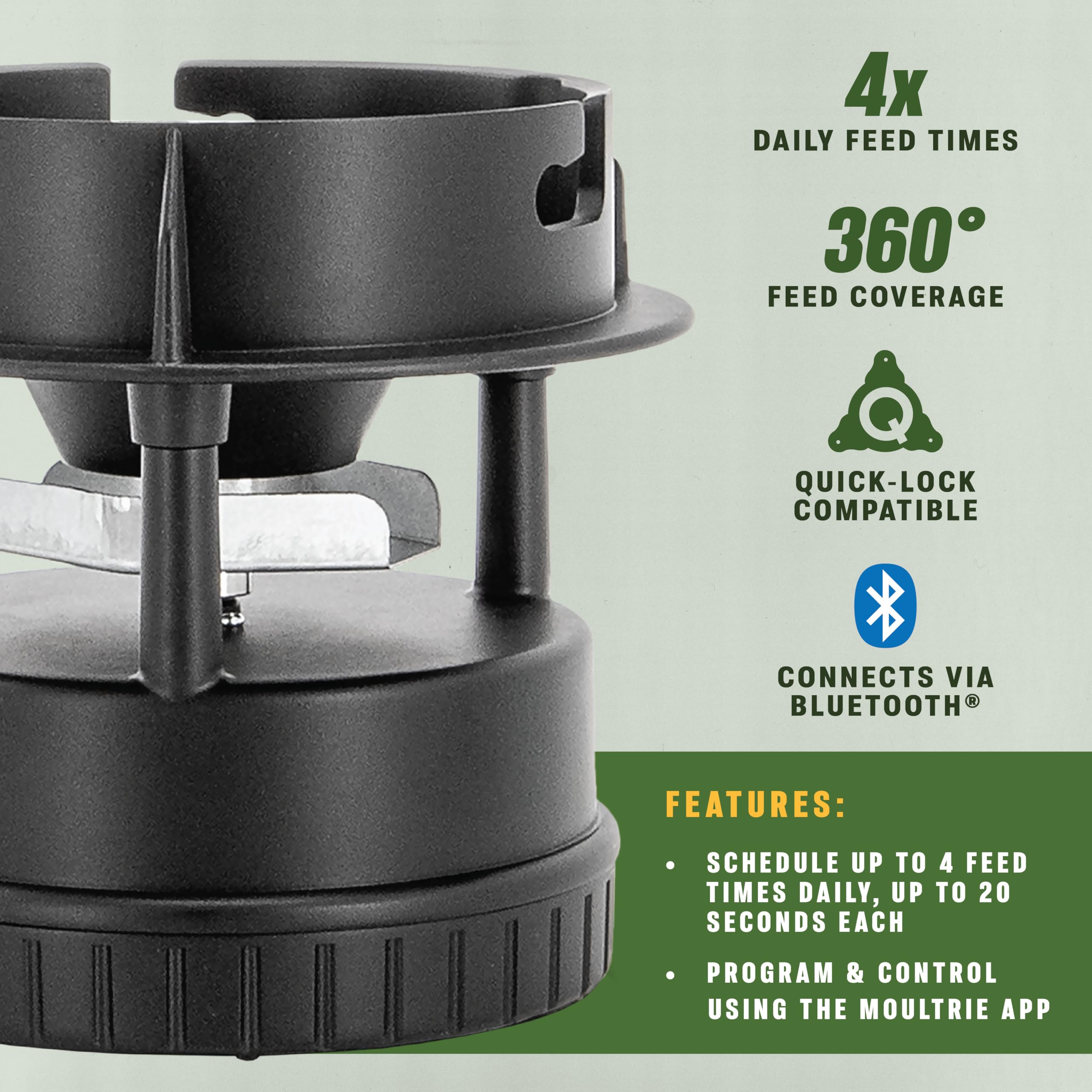 Moultrie All-In-One II feeder kit side view showing easy setup.