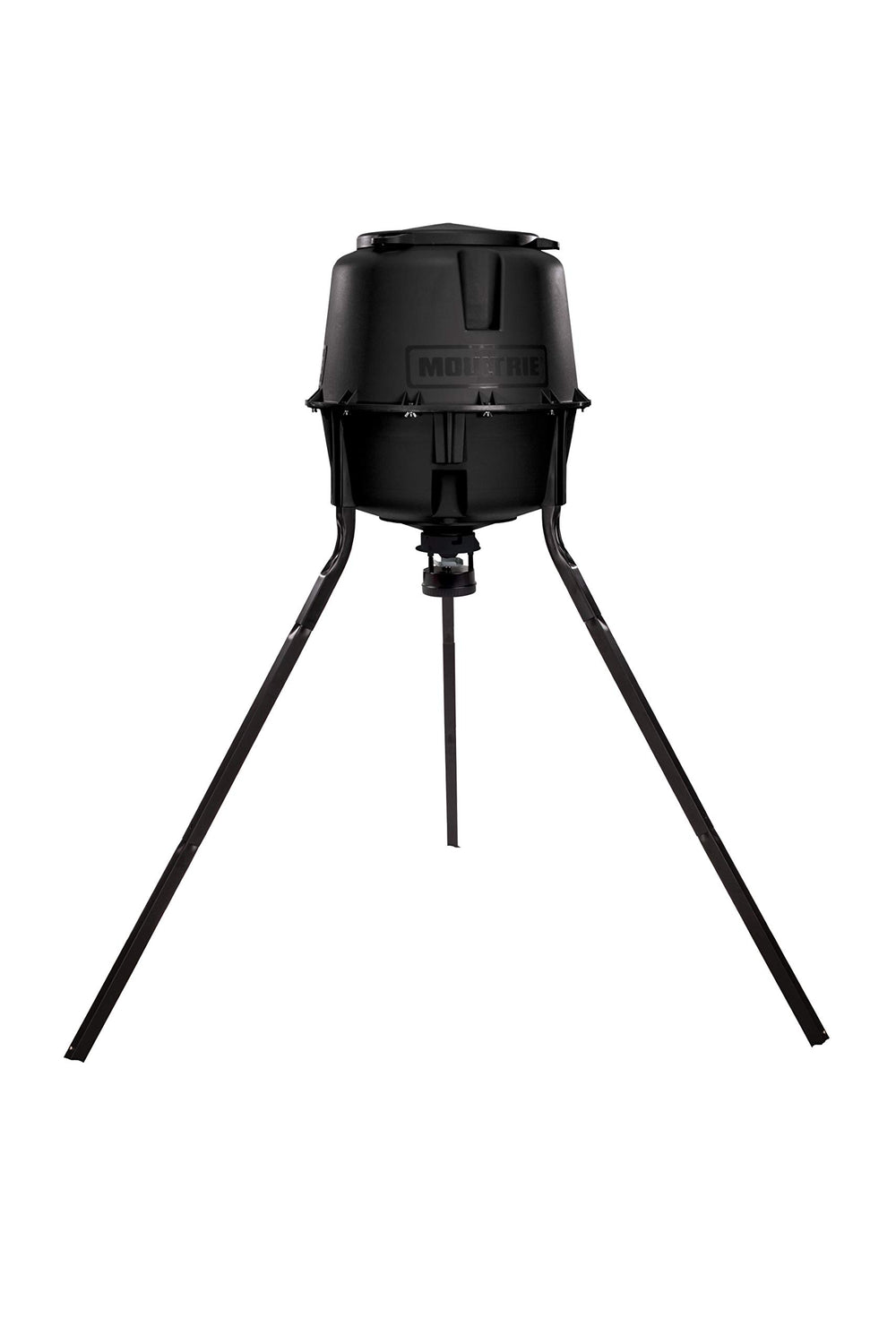 Moultrie deer feeder tripod ready for field use with stable setup.