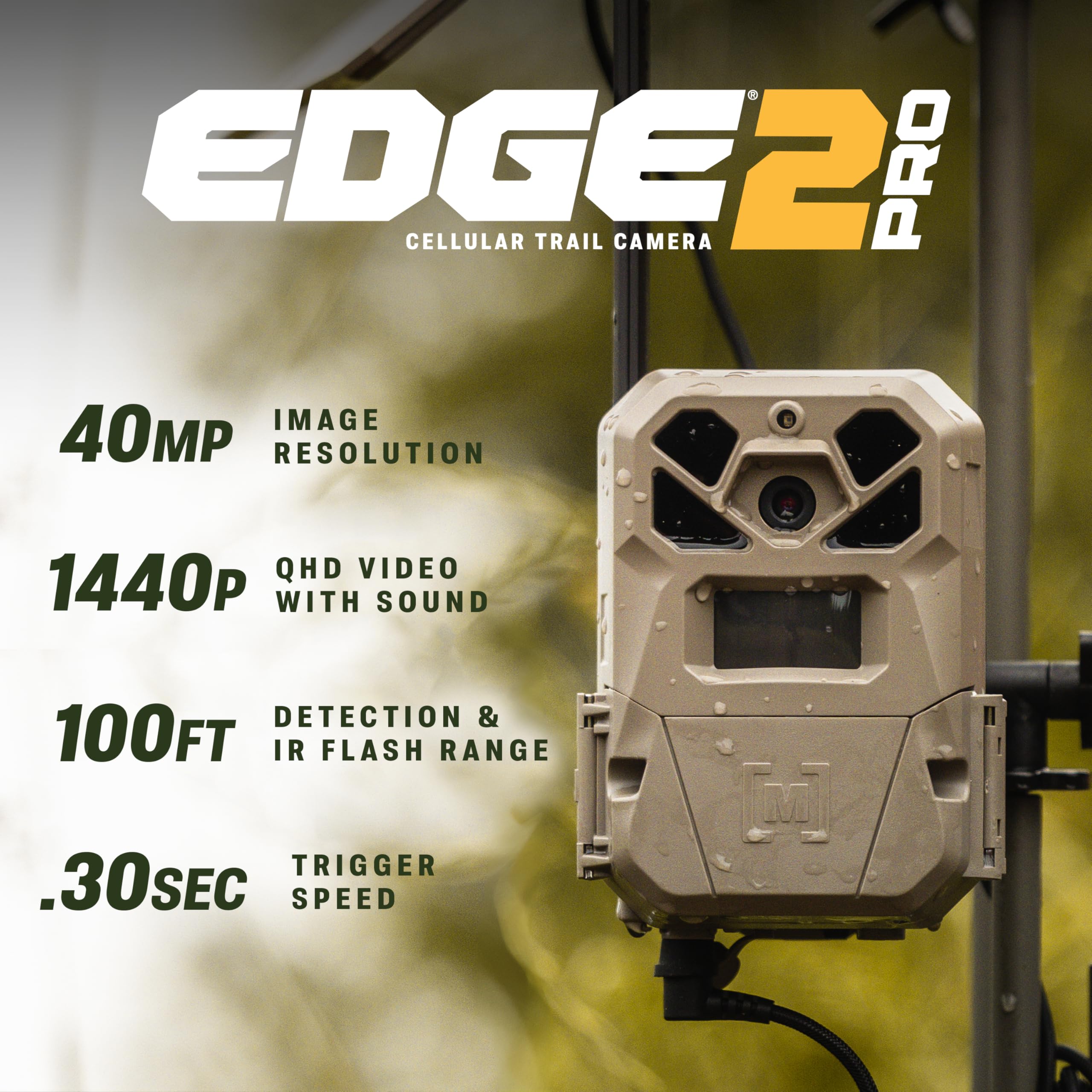 Moultrie Edge 2 Pro side view in rugged outdoor setting for all-terrain use.