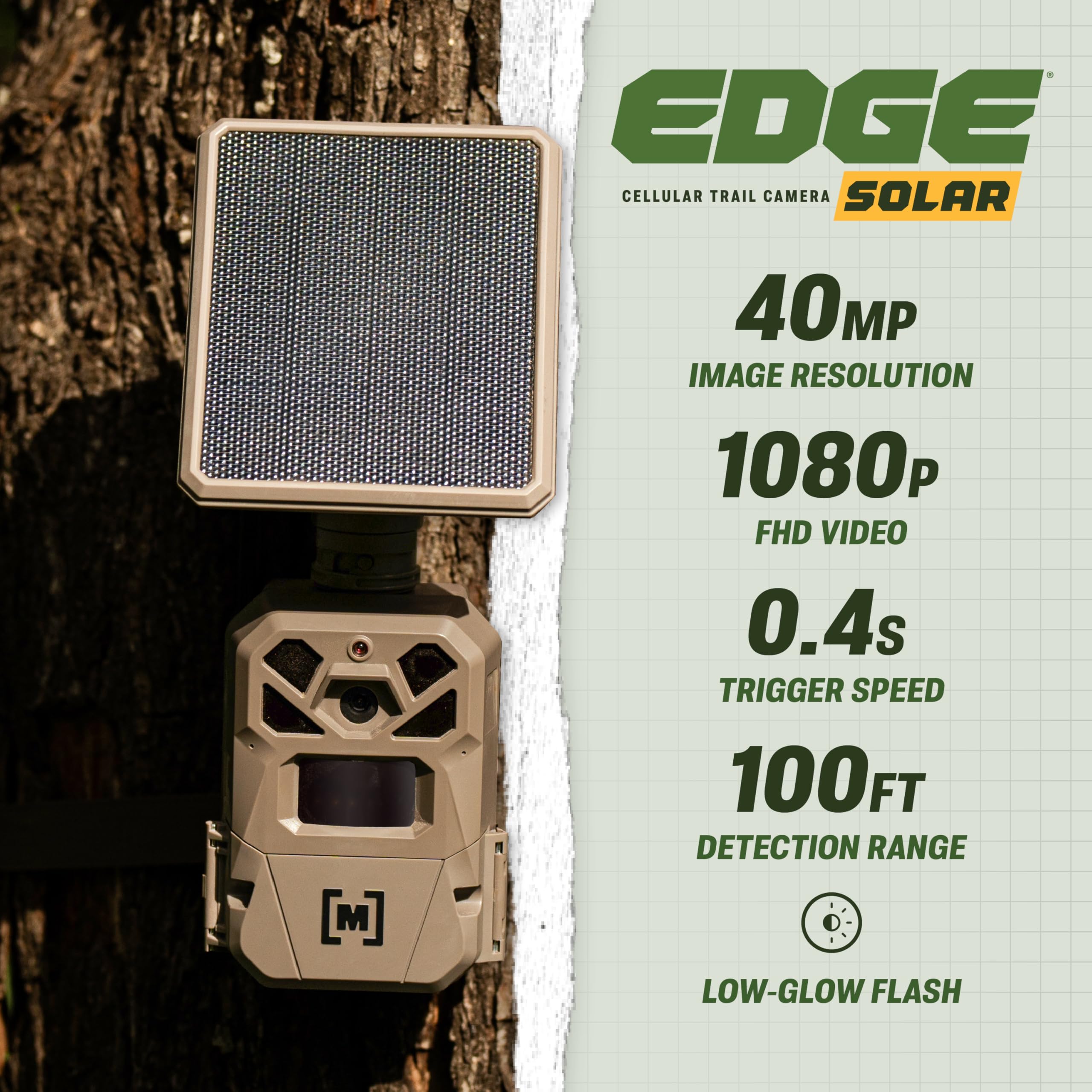 Moultrie Edge Solar panel close-up showing efficient, maintenance-free operation