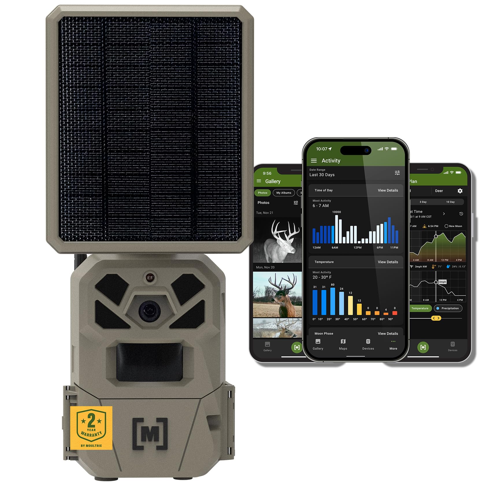 Moultrie Edge Solar Trail Camera front with integrated solar panel