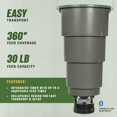 Moultrie feeder digital timer display enabling precise daily feeding.