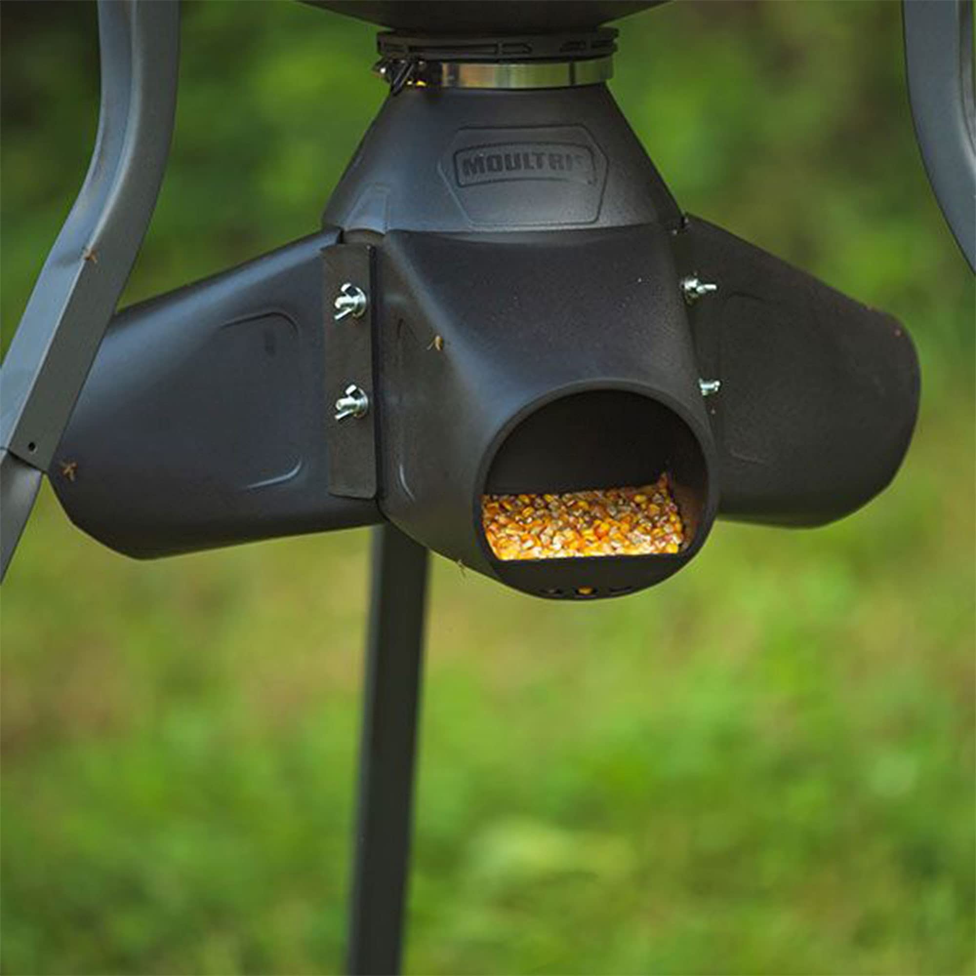 Moultrie gravity feeder kit three troughs evenly distribute corn or protein pellets