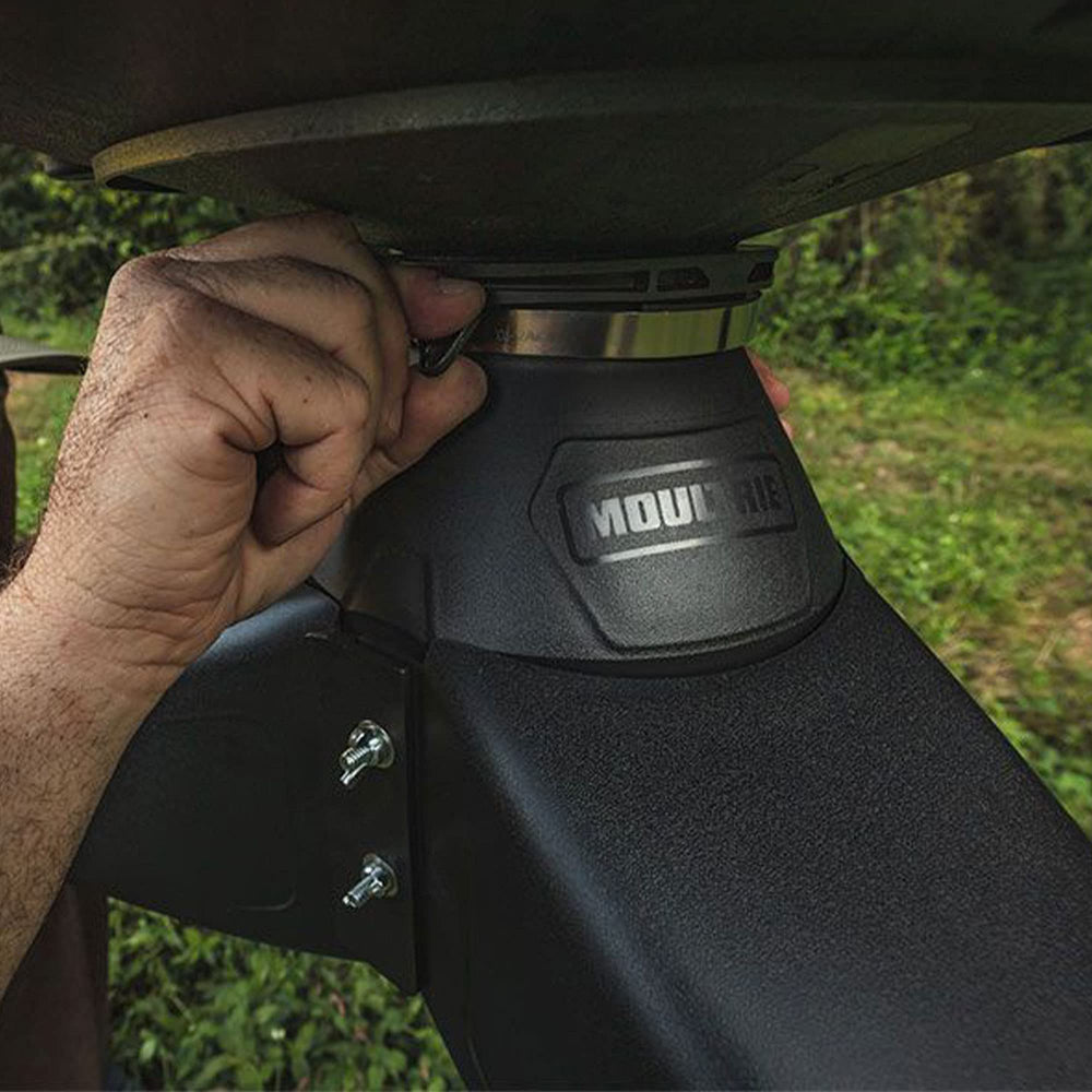 Close-up of Quick-Lock connection on Moultrie Gravity Feeder Kit