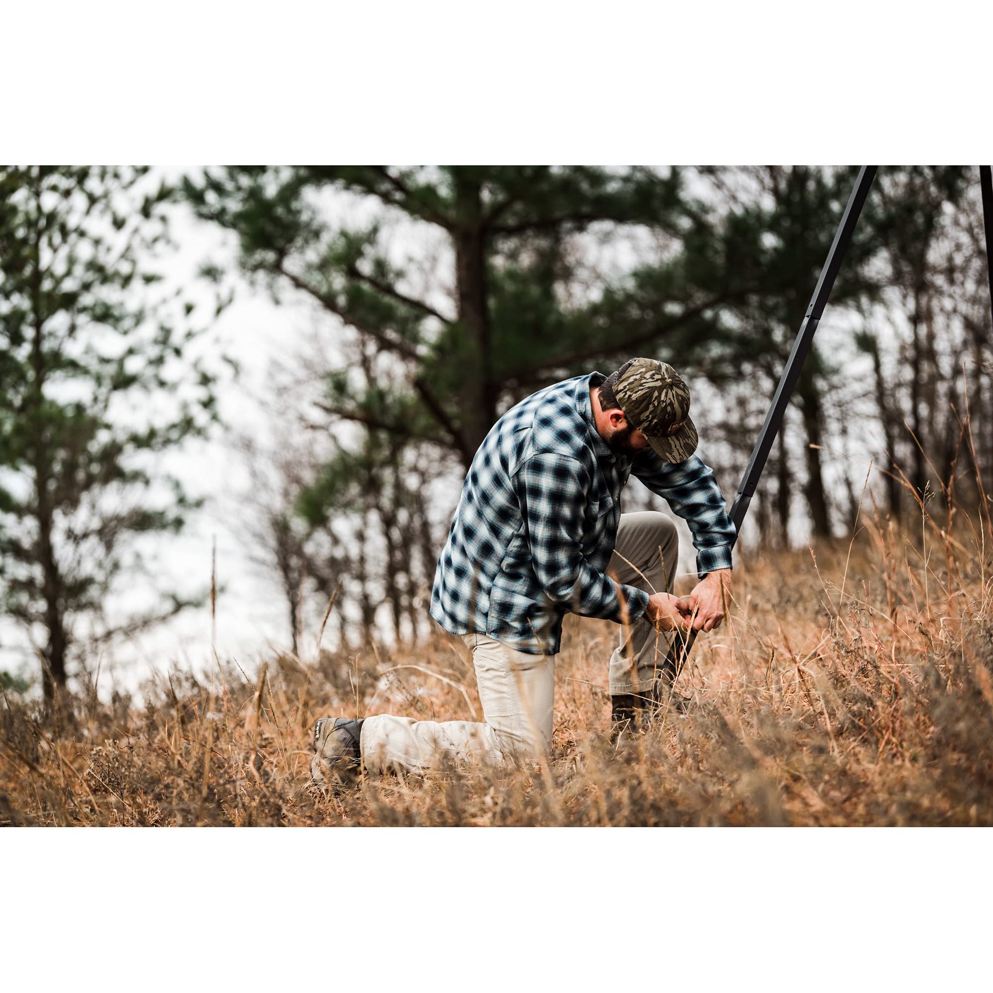Stake hole on Moultrie Leveling Feeder Leg for extra security