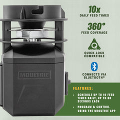 Moultrie Pro Hunter III feeder uses 6V tab-top battery for longer field life