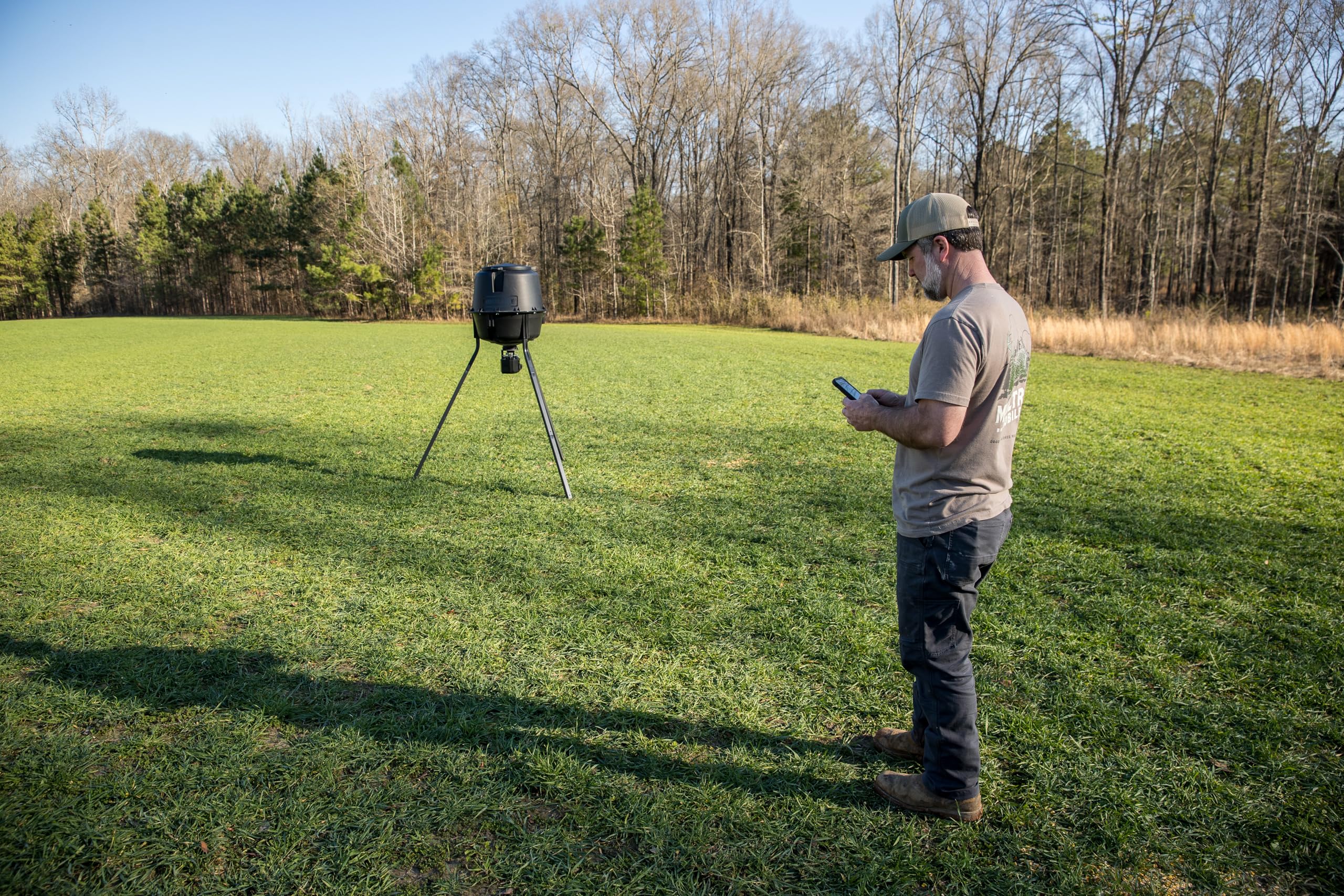 Moultrie Pro Hunter III feeder hinged door with backlit screen for dim lighting setup