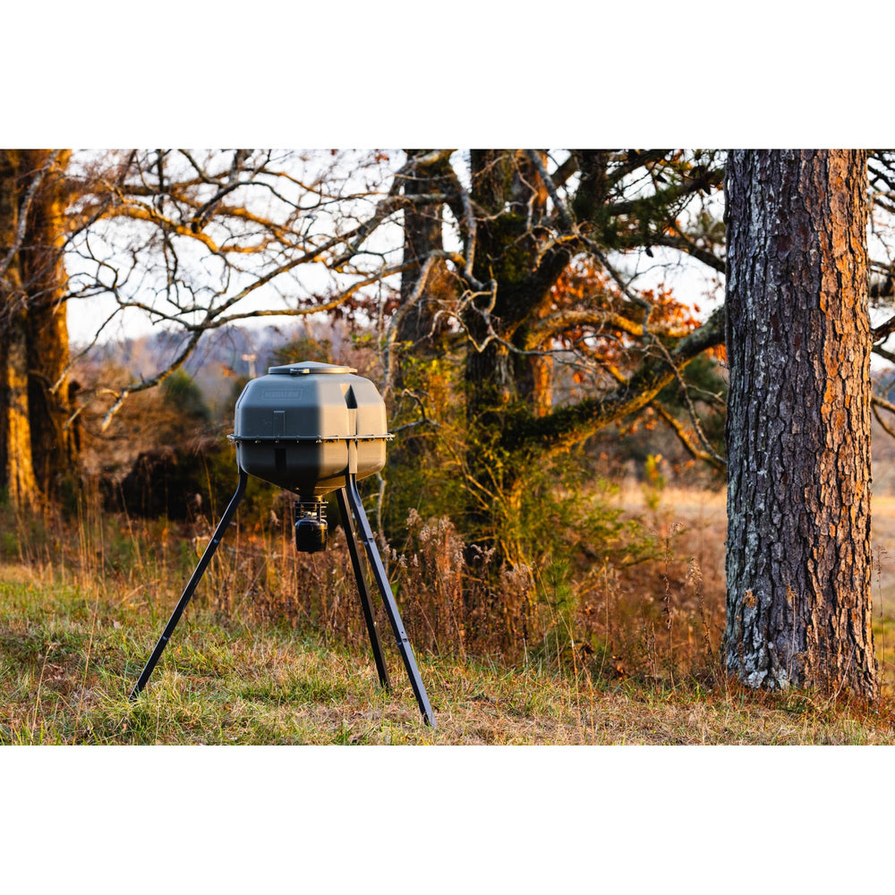 All-in-one feeder kit mounted on a Moultrie hopper