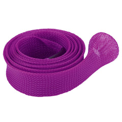 MOUMOUTEN braided mesh rod sleeve in purple protects fishing rods during transport.