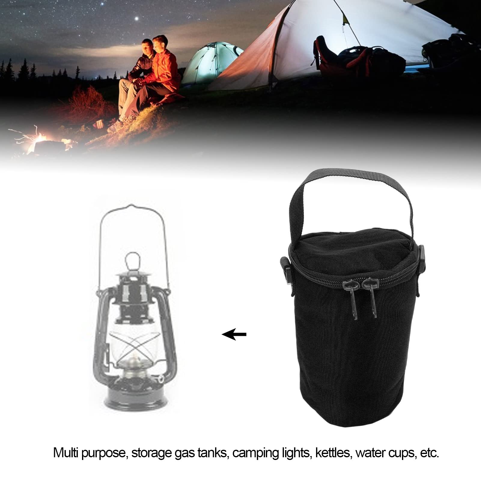Moumouten gas cylinder cover side view highlights portable design for easy camping transport