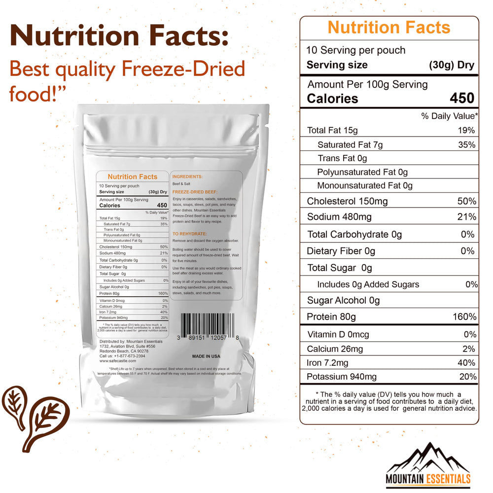 MOUNTAIN ESSENTIALS Freeze-Dried Beef Dices added to salad for protein