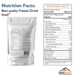 Mountain Essentials ingredients label highlights two ingredients: chicken and salt.