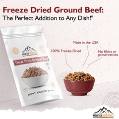 MOUNTAIN ESSENTIALS Freeze-Dried Ground Beef used in tacos for fast weeknight dinners.