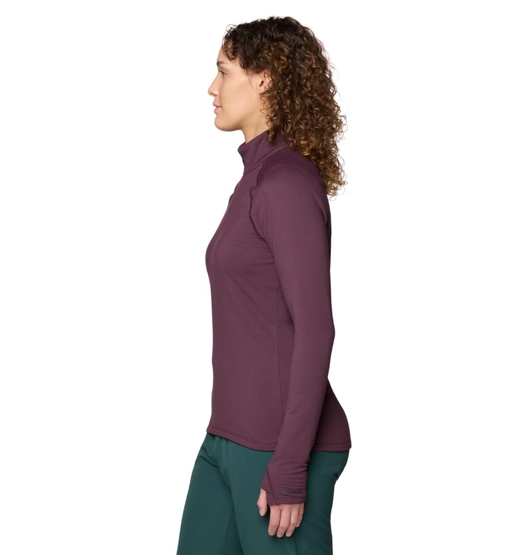 Mountain Hardwear Crater Lake Heavyweight Half Zip Blackberry back view highlighting warm fleece backing.